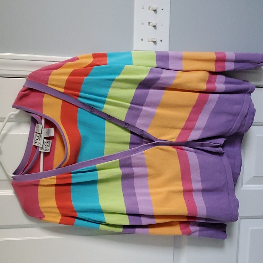Pretty Multi Color Striped Sweater Set